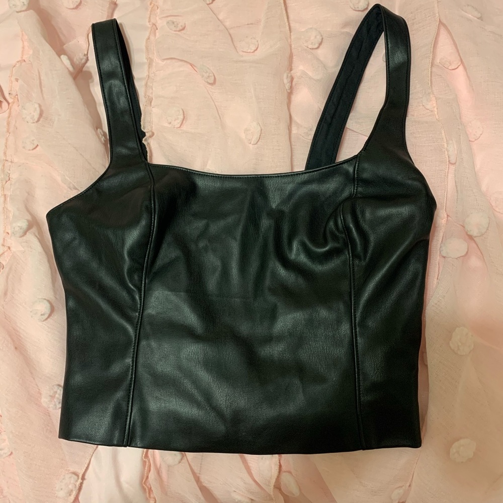 leather crop top.